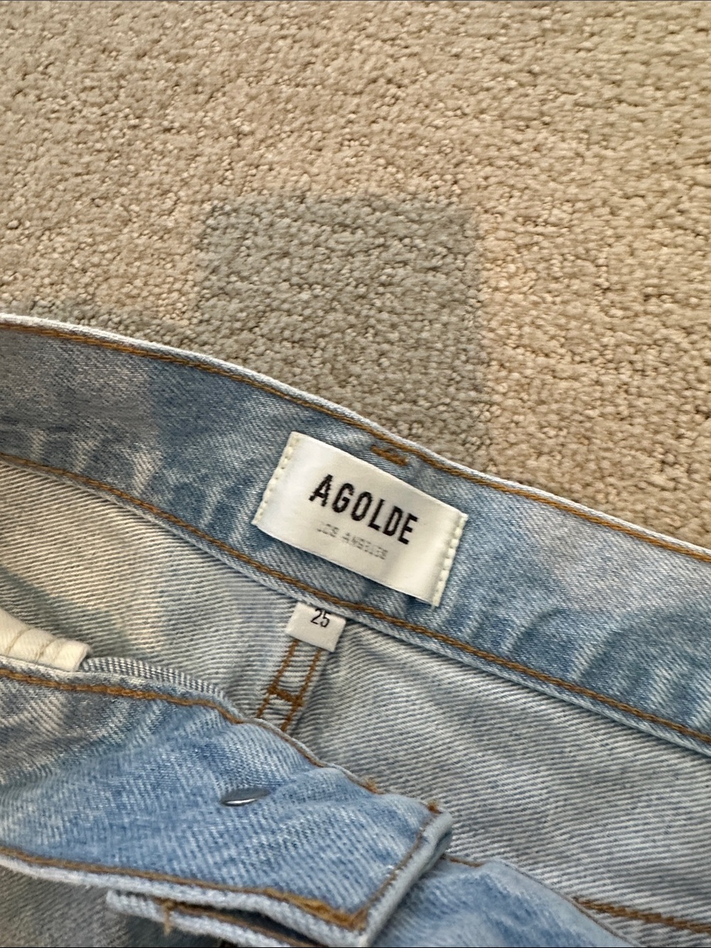 Agolde Light Blue High-Rise Denim Shorts - Picture 2 of 4